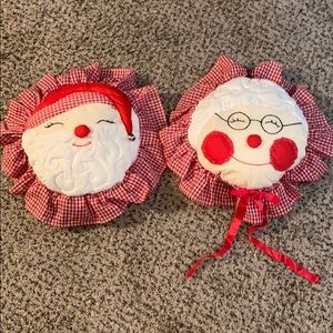 Set of 2 Vintage Handmade Christmas Pillows